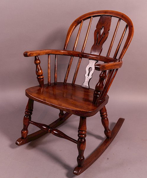 Childs Yew Wood Windsor Rocking Chair