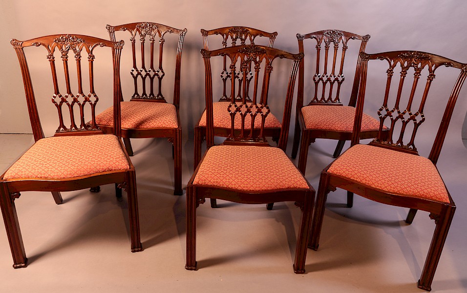 A Set of 6 Victorian Dining Chairs Chippendale Style