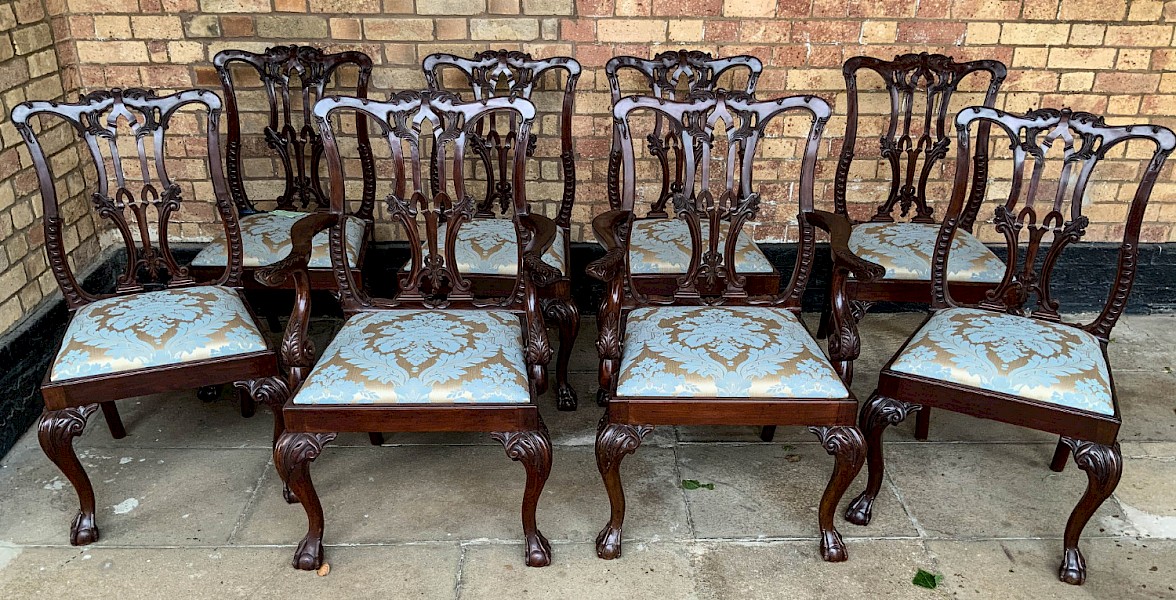 A Quality Set of 8 Chippendale style Dining Chairs Victorian