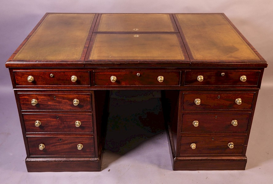 Rare early 19th century Partners Desk Mahogany