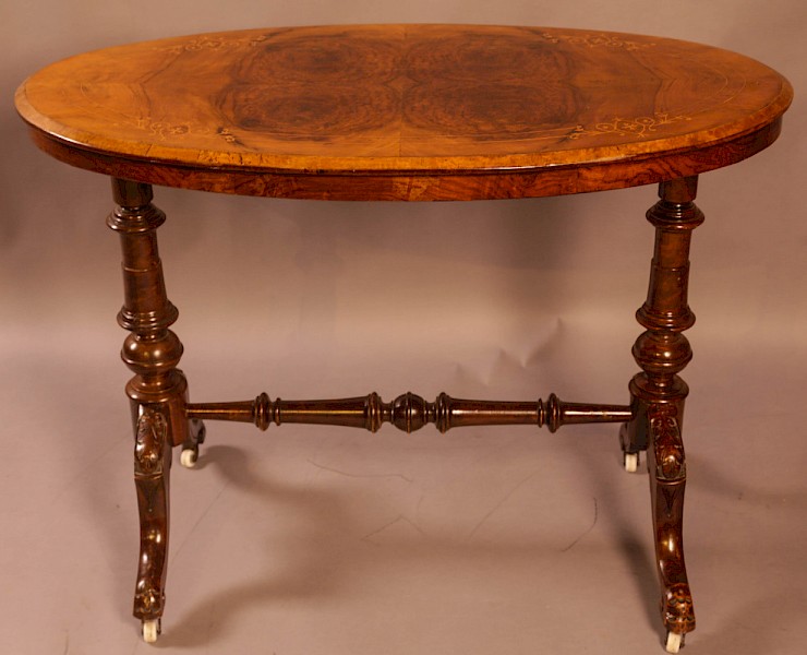 A Victorian Burr Walnut Window Table