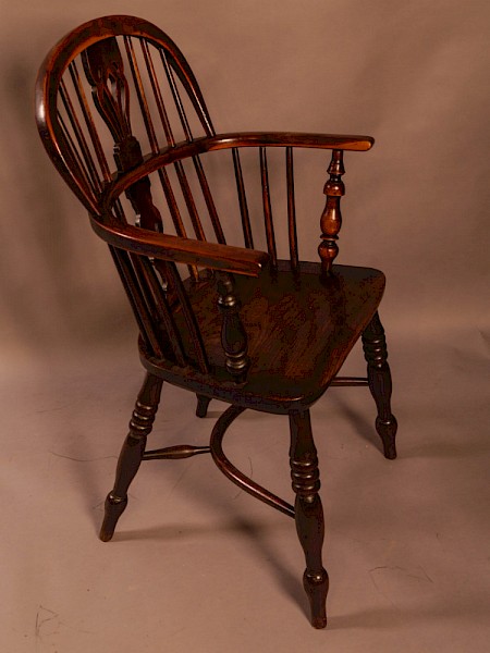 A Yew Wood Low Windsor Chair Rockley Maker