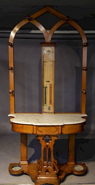 Unusual Oak Hall Stand with Fitzroy Type Barometer
