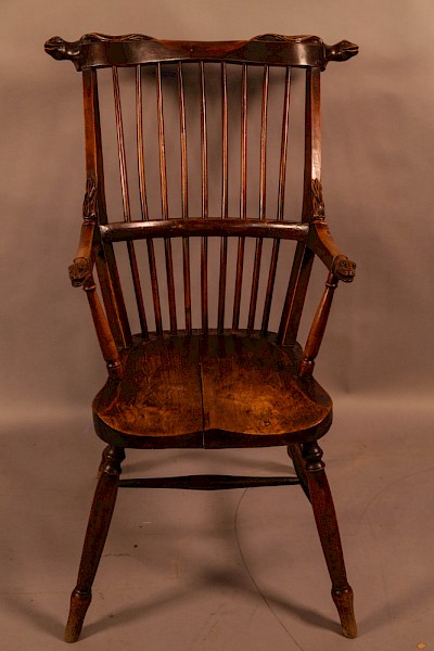 Possibly Unique Windsor Chair Snake head Carvings