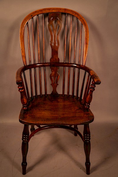 A Yew Wood High Windsor Chair Rockley Maker Elm Seat