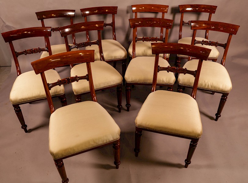 A Rare set of 10 George VI Mahogany Dining Chairs