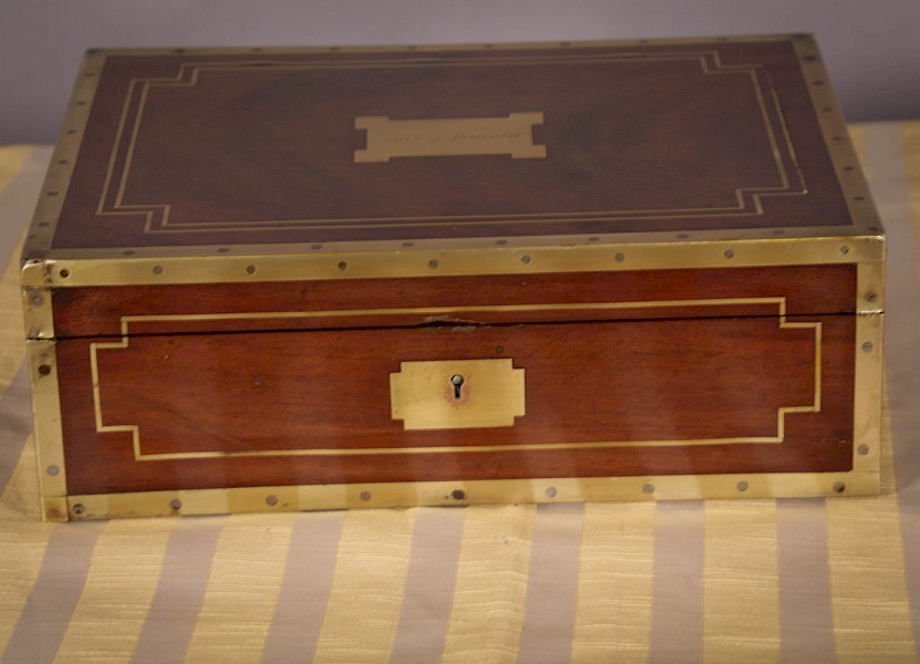 A Quality brass bound campaign box Earl of Lincoln