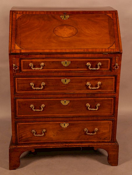 A Tiny Georgian Inlaid Mahogany Beureau