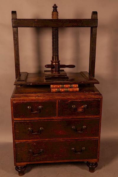 An Unusual Georgian Oak Book Press Chest of Drawers