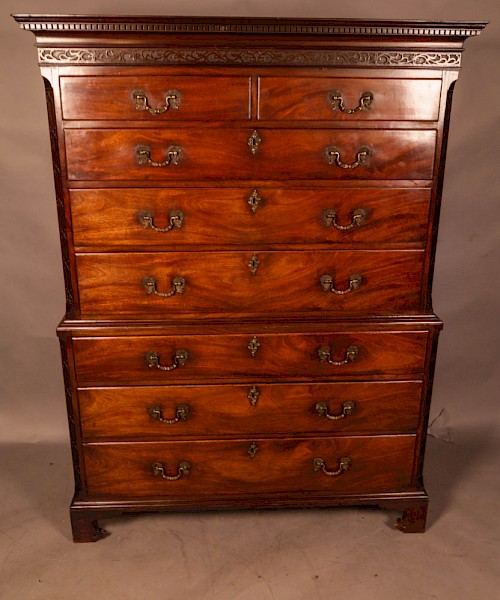 A Fine Chippendale Period Chest on Chest Mahogany