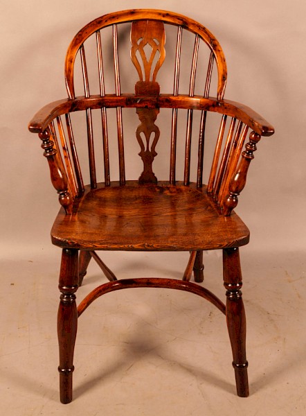 A Good Yew Wood Low Back Windsor Chair Rockley Maker