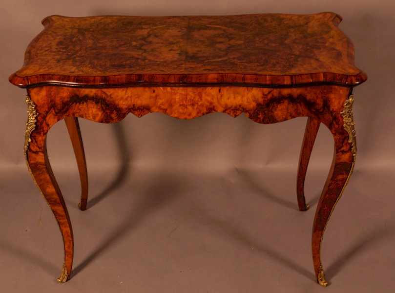 A Good Card Table in Figured Burr Walnut