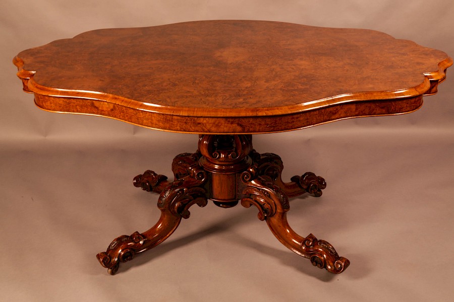 A Stunning Victorian Burr Walnut Breakfast Table