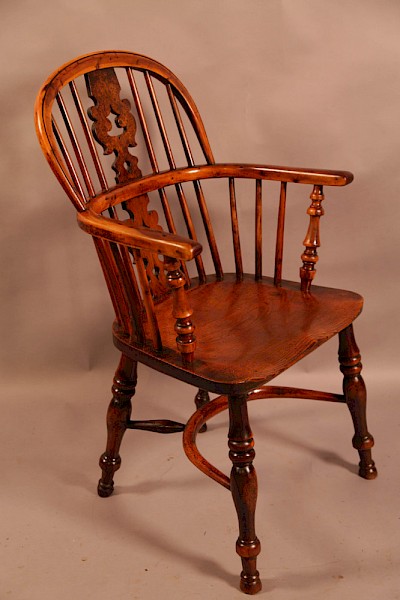 A Good Yew Wood low back Windsor chair Allsop of Worksop