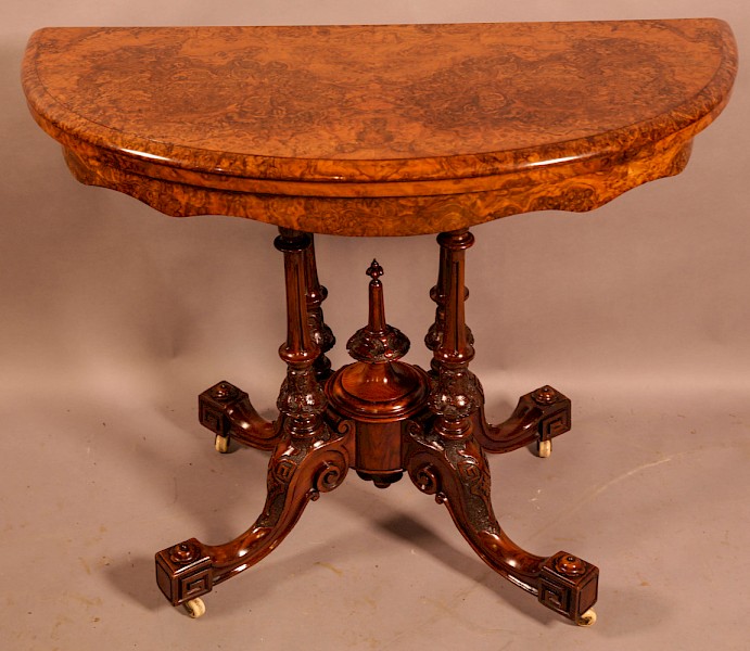 A Superb Victorian Burr Walnut Games Table