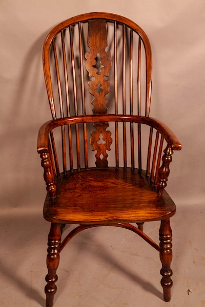 Yew Wood c 1840 High Back Windsor Chair Allsop of Worksop