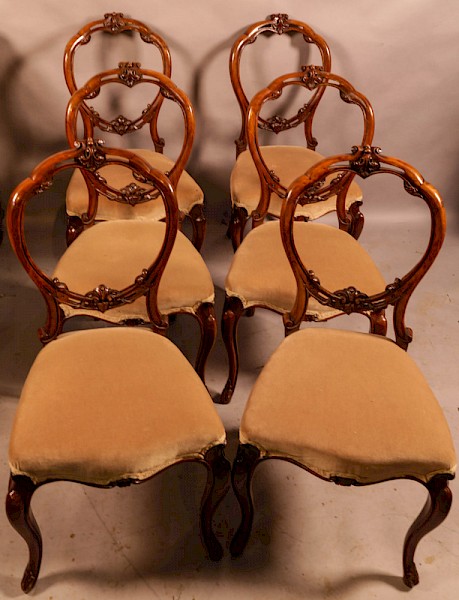 A Good set of 6 Victorian Dining Chairs in Walnut