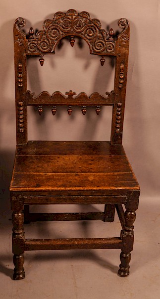 A 17th century Derbyshire Back Stool