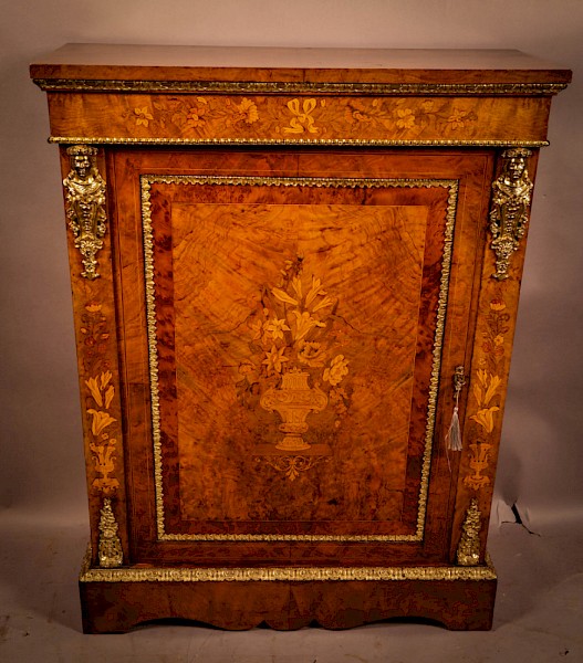 A Super Quality Burr Walnut Pier Cabinet c 1850