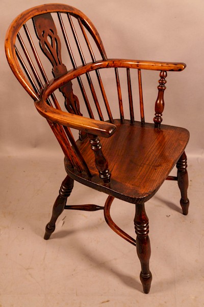 A Yew Wood Low Back Windsor Chair Rockley Maker crinoline