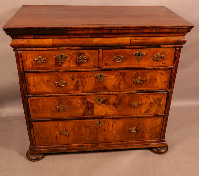 An English Walnut Chest original brasswork