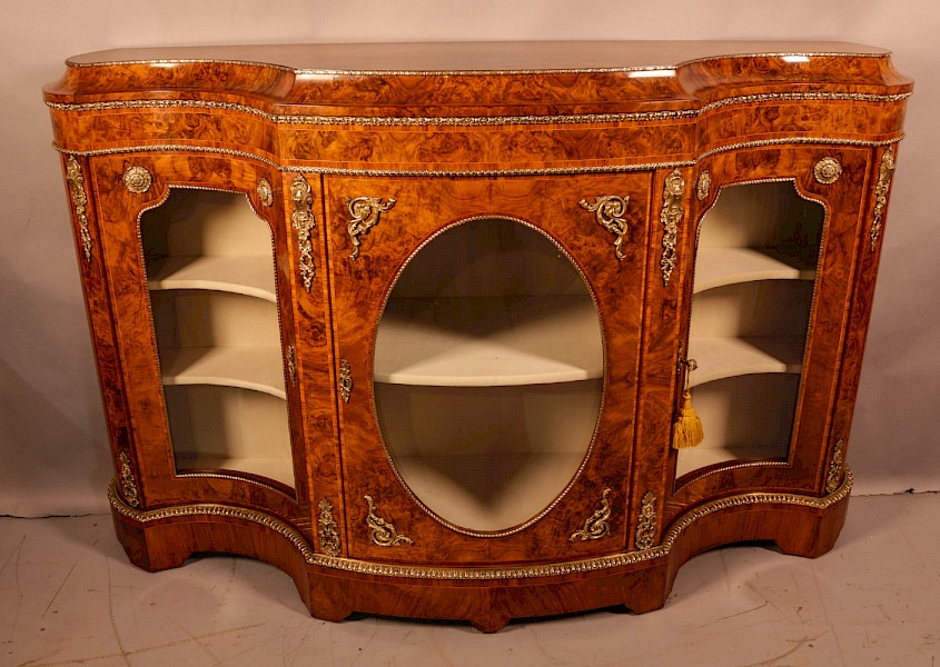 A Very Good Victorian Burr Walnut Credenza