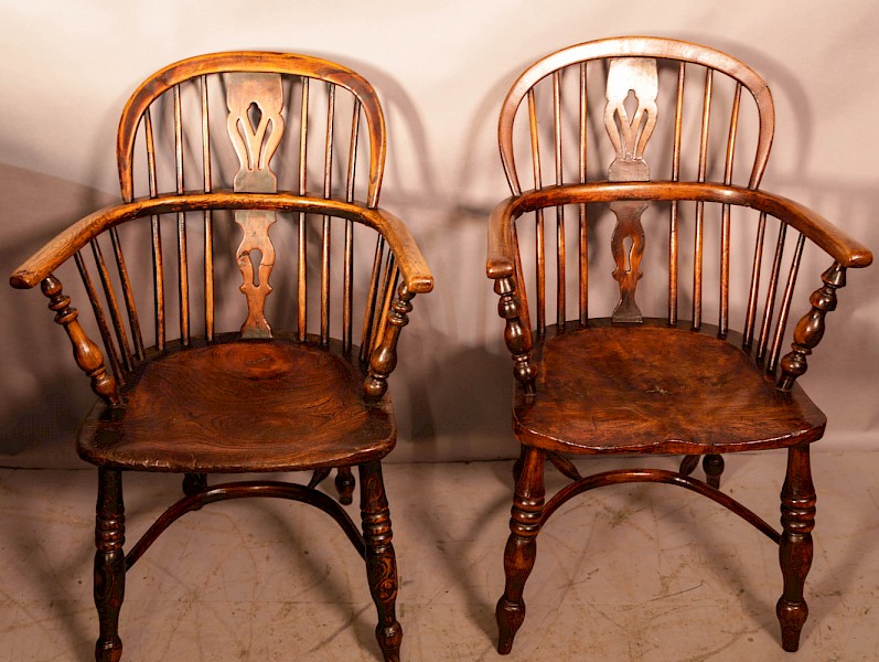 A near pair of Ash and Elm Windsor Chairs