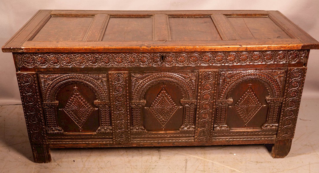 17th century Coffer Carved Oak