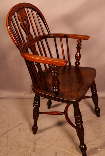 A Yew Wood Low Back Windsor chair Rockley Maker