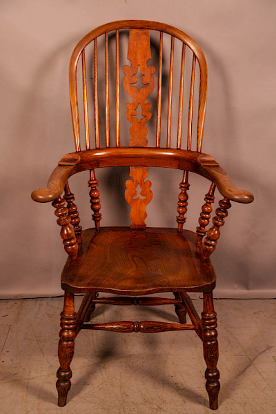 A Good Ash and Elm Broad Arm Windsor Armchair