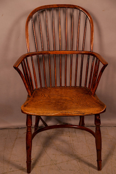 A Yew Wood Stick Back Windsor chair c 1840