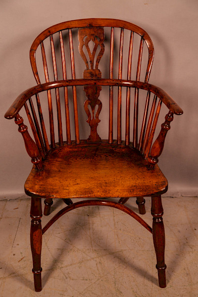 A Yew Wood Low Back Windsor Chair c 1840