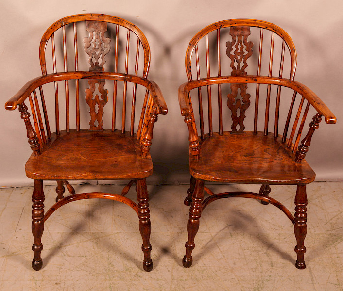 A Super Pair of Yew Windsor chairs Gabbitass