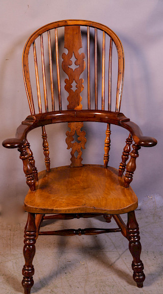 Yew Wood Broad Arm Windsor chair