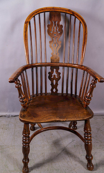 A Super Yew wood Windsor Chair by Gabbitass of Worksop
