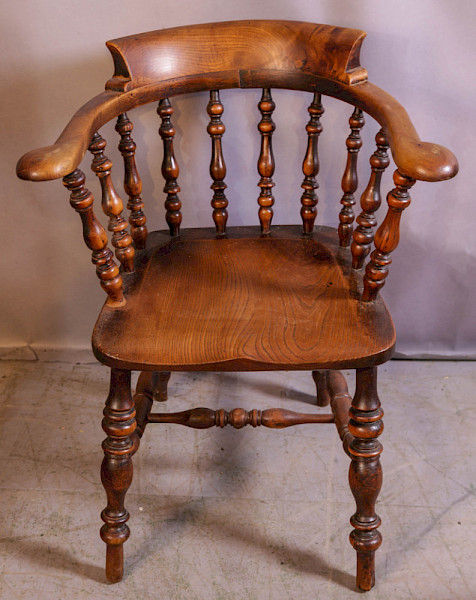 A Super Victorian Captains chair in Yew Wood with an Elm Seat