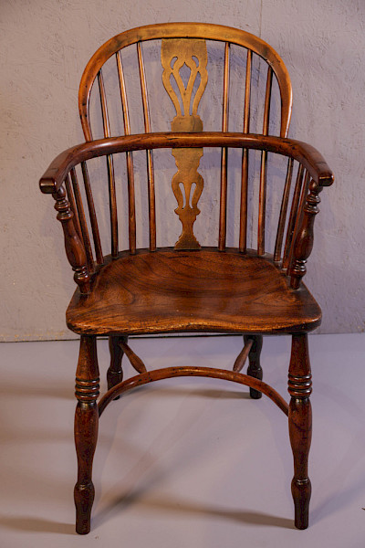 A Yew wood Low Back Windsor Chair Rockley Maker